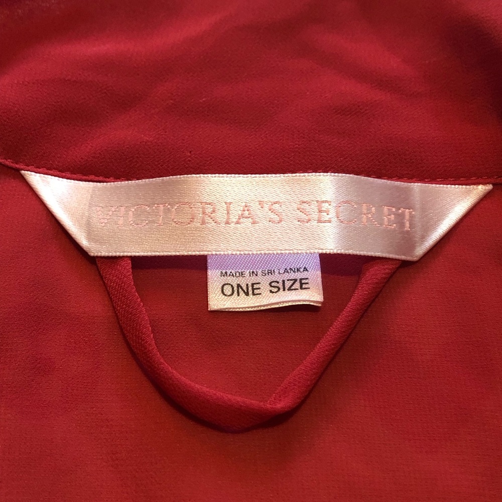 Vtg Y2K Victoria's Secret Red Chiffon Kimono Short Robe - Picture 7 of 8